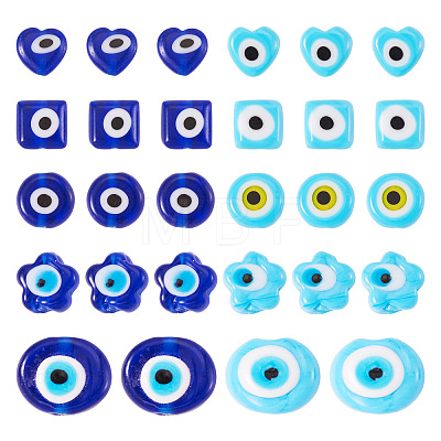 68Pcs 10 Styles Handmade Evil Eye Lampwork Beads LAMP-TA0002-71-1