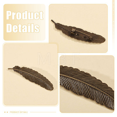 20Pcs Feather Shape Brass Brooch JEWB-CO0001-01AB-1