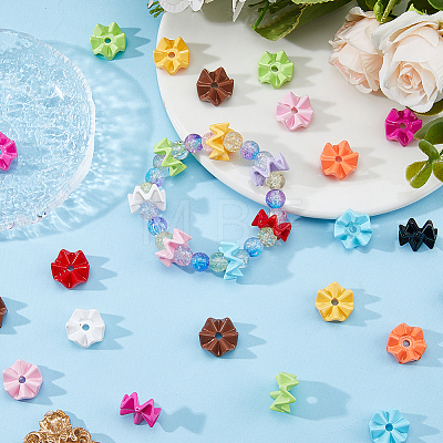 110Pcs 11 Colors Baking Paint Opaque Acrylic Beads MACR-HS0001-05-1