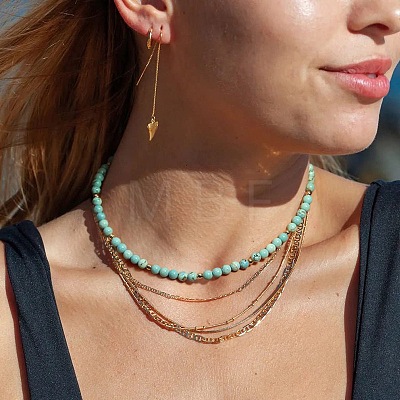 Bohemian 5mm Natural Turquoise Round Beaded Necklaces for Women MF9684-1-1