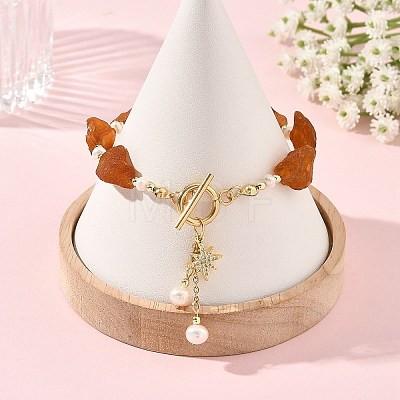 Brass Micro Pave Clear Cubic Zirconia Star Charm Bracelets BJEW-JB14290-1