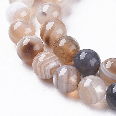 Natural Striped Agate/Banded Agate Beads Strands G-G582-6mm-57-1