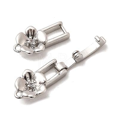 Brass Micro Pave Clear Cubic Zirconia Fold Over Clasps KK-C075-32P-1