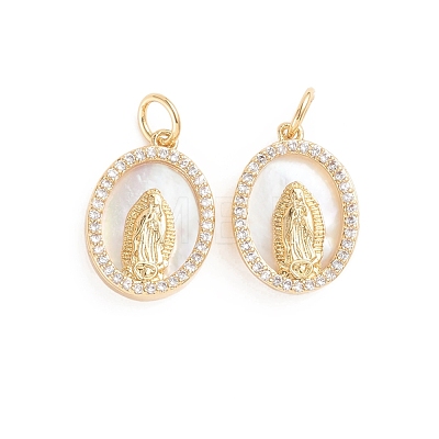 Brass Cubic Zirconia Pendants for Religion ZIRC-E164-49G-1