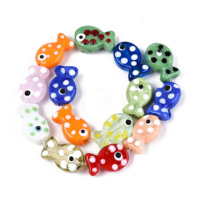 Handmade Lampwork Beads Strands LAMP-N036-08-1