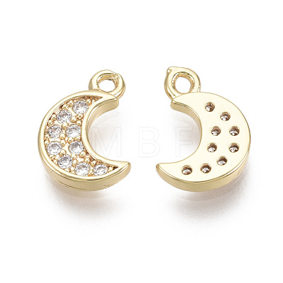 Brass Micro Pave Clear Cubic Zirconia Charms KK-R134-012-NF-1