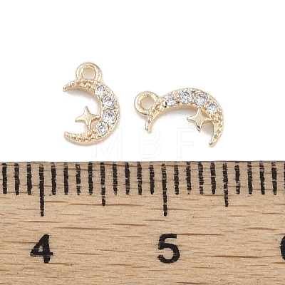 Brass Micro Pave Clear Cubic Zirconia Pendants KK-K351-44C-G-1