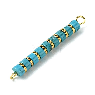 Dyed Natural Magnesite & Electroplated Synthetic Non-magnetic Hematite Heishi Connector Charms PALLOY-JF03291-05-1