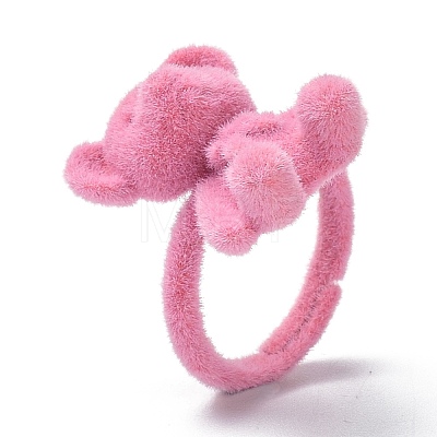 Bear Flocky Adjustable Ring for Teen Girl Women RJEW-G117-01B-1