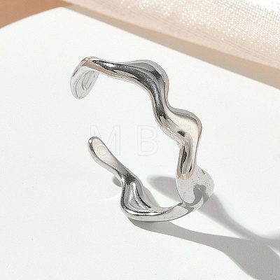 304 Stainless Steel Cuff Open Rings for Women RJEW-L341-07A-P-1
