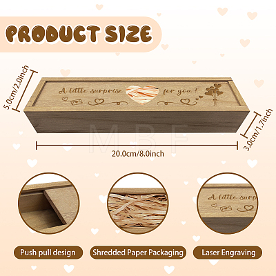 Rectangle Wooden Pregnancy Test Keepsake Box with Slide Cover CON-WH0102-002-1