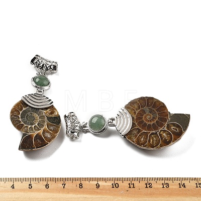 Natural Green Aventurine Fossil Snail Pendants G-F062-02-1