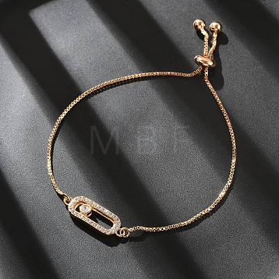 Brass Micro Pave Cubic Zirconia Slider Bracelets KK-R217-53G-1