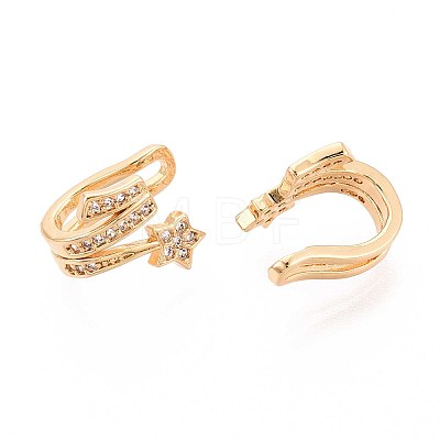 Brass Micro Pave Clear Cubic Zirconia Cuff Earrings EJEW-T047-76G-1