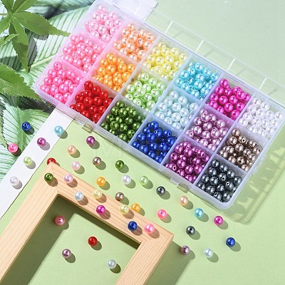 540Pcs 18 Style Spray Painted ABS Plastic Imitation Pearl Beads OACR-YW0001-35B-1