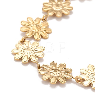 Enamel Daisy Link Chains Bracelet BJEW-P271-01G-06-1