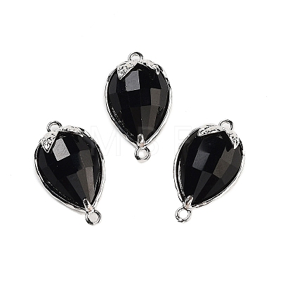 Natural & Synthetic Mixed Stone Faceted Teardrop Connector Charms G-B081-03G-1