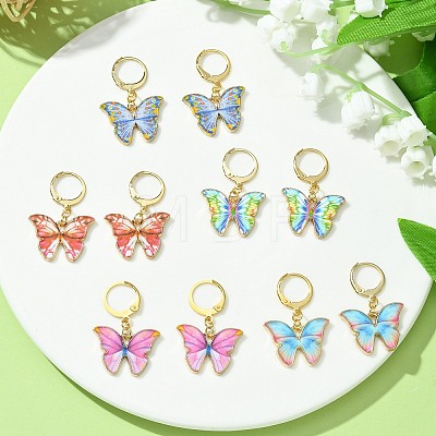 Light Gold Tone Alloy Enamel Dangle Leverback Earrings EJEW-JE05566-1