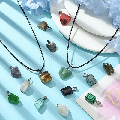 DIY Natural & Synthetic Mixed Gemstone Pendant Necklaces Making Kits DIY-YW0008-91-1