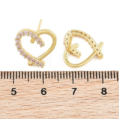 Brass Micro Pave Cubic Zirconia Stud Earrings CU-CBACDF6-02G-1