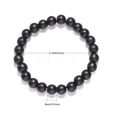 Synthetic Black Stone Beaded Stretch Bracelets B072-3-1