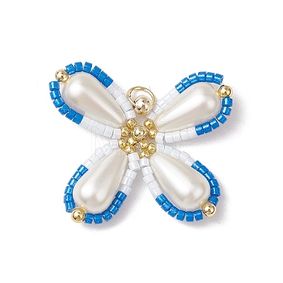 Two Tone Glass Seed Beaded Butterfly Pendants PALLOY-MZ00563-1