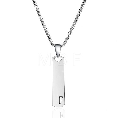 304 Stainless Steel Rectangle with Letter Pendant Box Chain Necklaces FS-WGD7C78-06-1