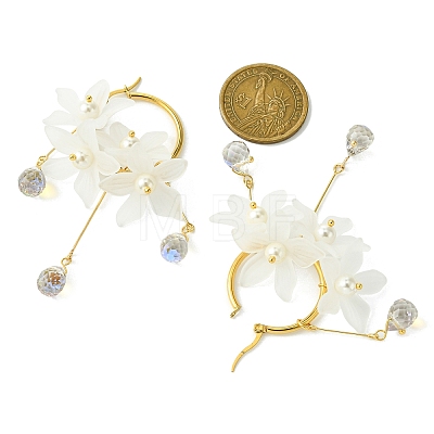 Acrylic & Glass & Shell Pearl Hoop Earrings for Women EJEW-TA00564-1