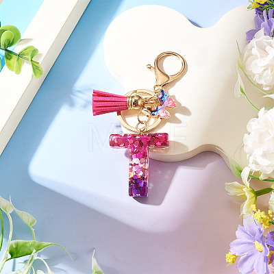 Alloy Resin Butterfly Keychains KEYC-TADJ0002-02G-T-1
