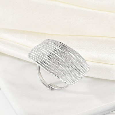 Anti-Tarnish 304 Stainless Steel Rectangle Open Cuff Rings RJEW-M047-12P-1