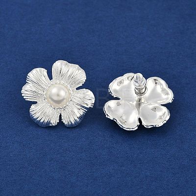 Flower Brass Stud Earrings EJEW-Q391-24S-1