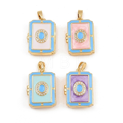 Brass Micro Pave Cubic Zirconia Locket Pendants KK-P335-05G-1