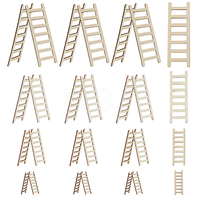 40Pcs 4 Style Unfinished Wooden Mini Ladders WOOD-OC0003-63-1
