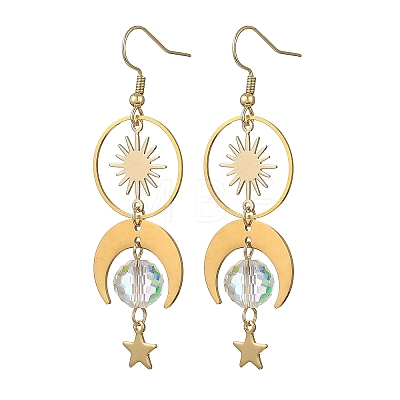 Celestial Brass & 304 Stainless Steel Dangle Drop Earrings for Women EJEW-JE07345-01-1
