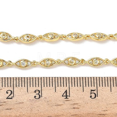 Brass Micro Pave Clear Cubic Zirconia Eye Link Chain Necklaces NJEW-G183-07G-1