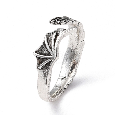 Alloy Wing Open Cuff Ring for Women RJEW-K239-17F-AS-1