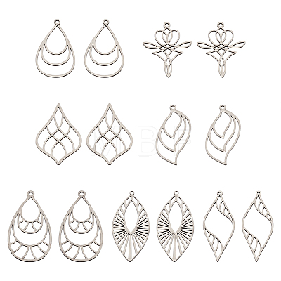 14Pcs 7 Style Stainless Steel Pendants STAS-PJ0001-46-1