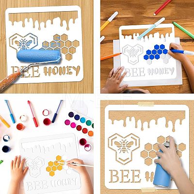 3Pcs 3 Styles PET Hollow Out Drawing Painting Stencils DIY-WH0411-013-1