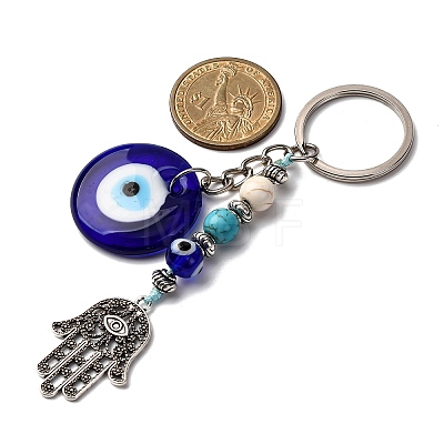 Handmade Evil Eye Iron Lampwork Pendant Keychains KEYC-JKC01387-1