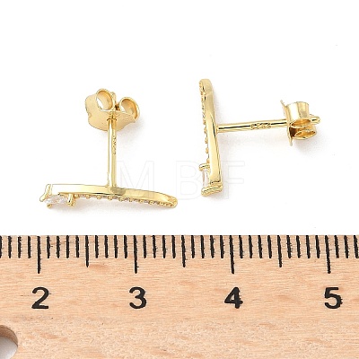 925 Sterling Silver Clear Cubic Zirconia Stud Earrings EJEW-Q032-01E-G-1