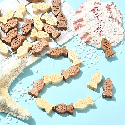 40Pcs 2 Colors Dyed Wooden Beads WOOD-CJ0002-68-1
