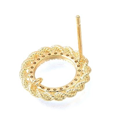 Brass Micro Pave Cubic Zirconia Stud Earring Findings with Loops CU-CBA1682-04G-1