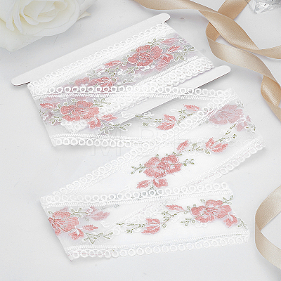 5 Yards Polyester Embroidered Lace Ribbon OCOR-LP0003-83-1