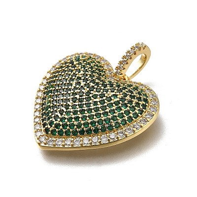 Brass Micro Pave Cubic Zirconia Pendants KK-C090-43G-1