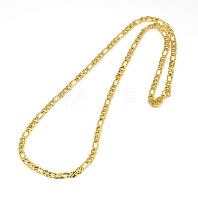304 Stainless Steel Figaro Chain Necklace Making X-STAS-A028-N023G-1