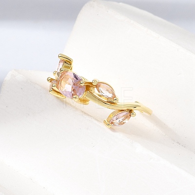 Brass Micro Pave Cubic Zirconia Cuff Open Rings CU-CBA108A-13G-06-1