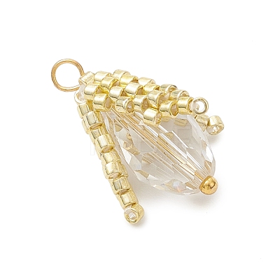 Glass Seed Beaded Bud Pendants PALLOY-MZ01096-01-1