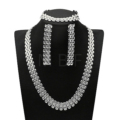 Alloy Chain Necklaces & Stud Earrings & Bracelets Sets FS-WG5EDEB-12-1