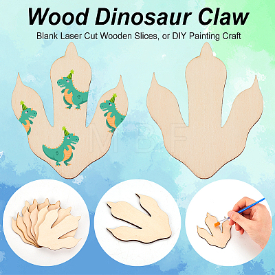 Unfinished Wood Dinosaur Claw Ornaments WOOD-WH0027-84-1