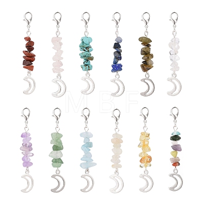 Gemstone Chips Pendant Decoration HJEW-JM00859-1